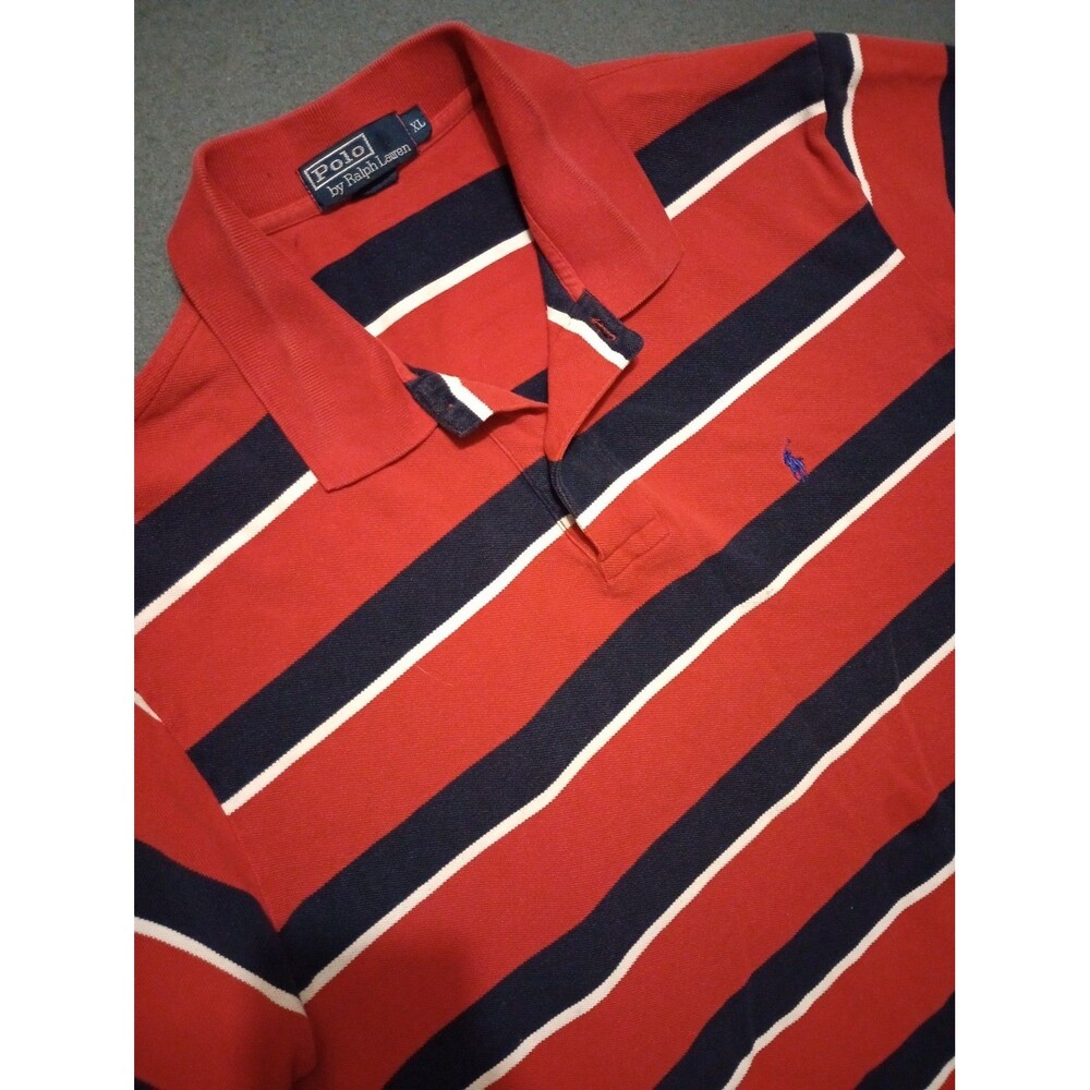 VTG 90s Polo Ralph Lauren  Striped Polo Shirt XL Red White Blue